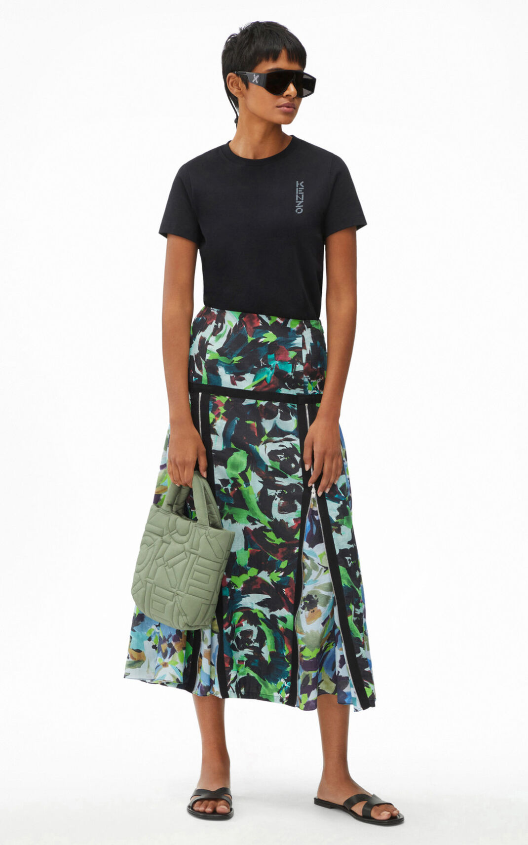 Kenzo Archive Floral Midi Faldas Mujer Verde | 0634912-JK